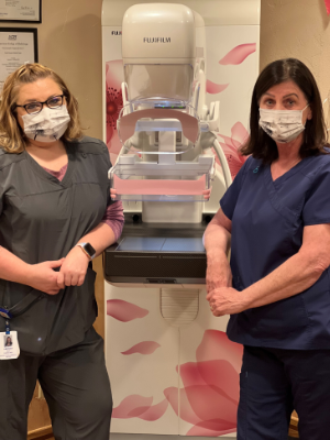 Picture of two female Nurses standing on each side of a Digital Mammography Machine.
South Lincoln Hospital District has converted to digital mammography. The hospital received a grant from the Leona M. and Harry B. Helmsley Charitable Trust and upgraded its mammography services. The award was used to purchase a state-of-art digital mammography unit. An upgrade to the radiology workstations, mammography room, and patient changing area was made.
Similar to a digital camera, a 3-D digital mammogram instantly produces a clear image that can then be magnified, enhanced and manipulated, improving the chances of detecting subtle abnormalities. In many cases, digital mammograms can pinpoint more serious cancers earlier, meaning treatment can begin sooner.