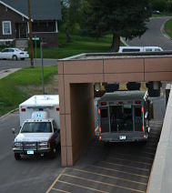 A couple of ambulance trucks